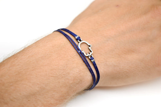 צמיד חמסה כחול מלופף לגבר