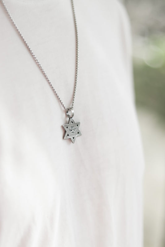 שרשרת עם כלביא תליון אריה מגן דוד כסף לגבר עם ישראל חי