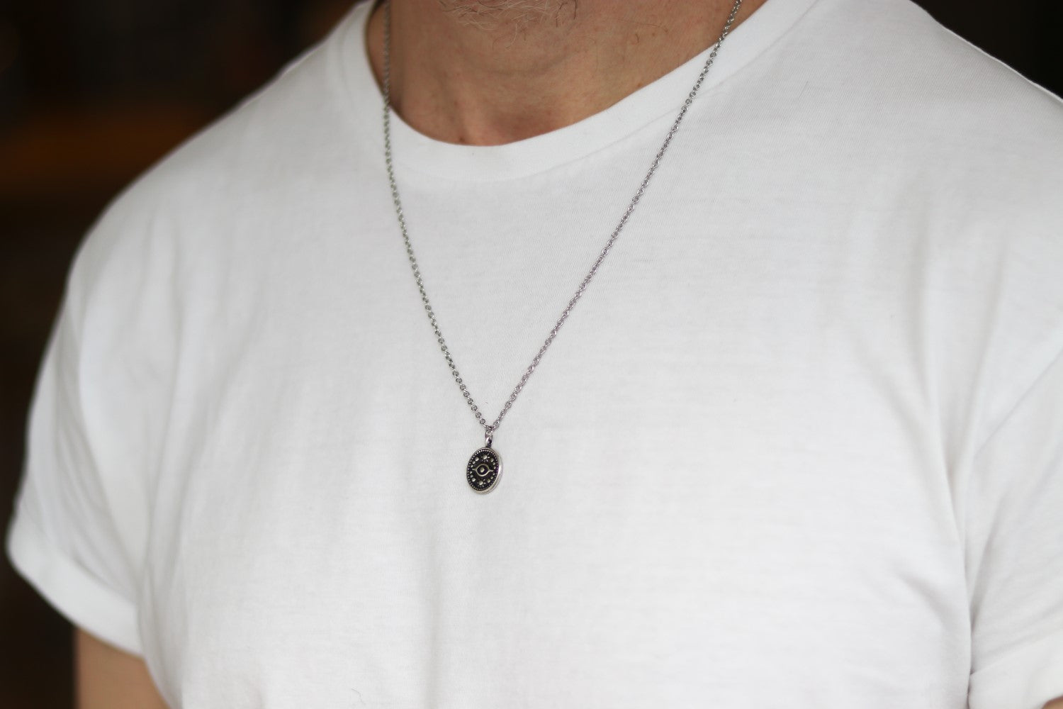 שרשרת עין לגבר כסף