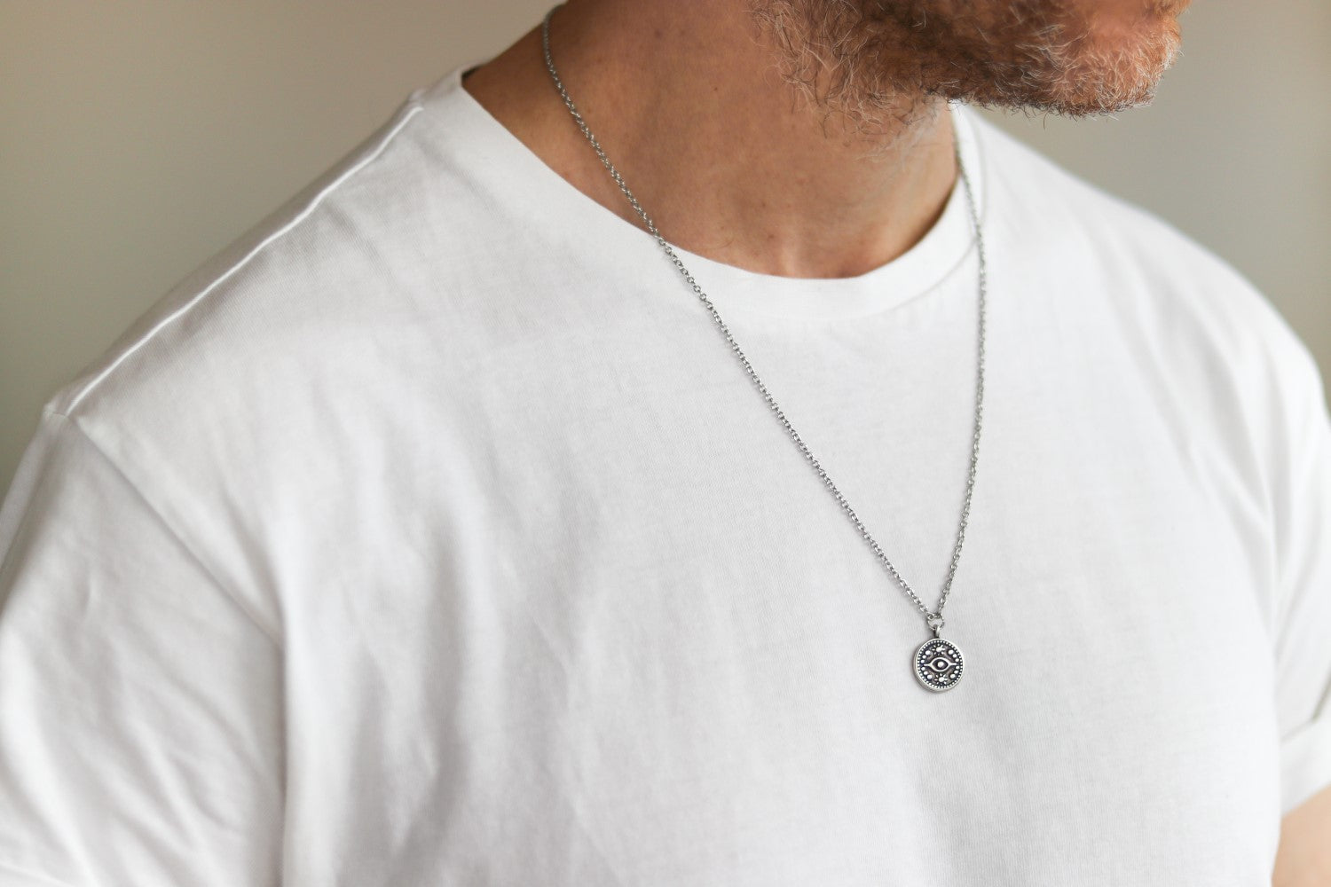 שרשרת עין לגבר כסף