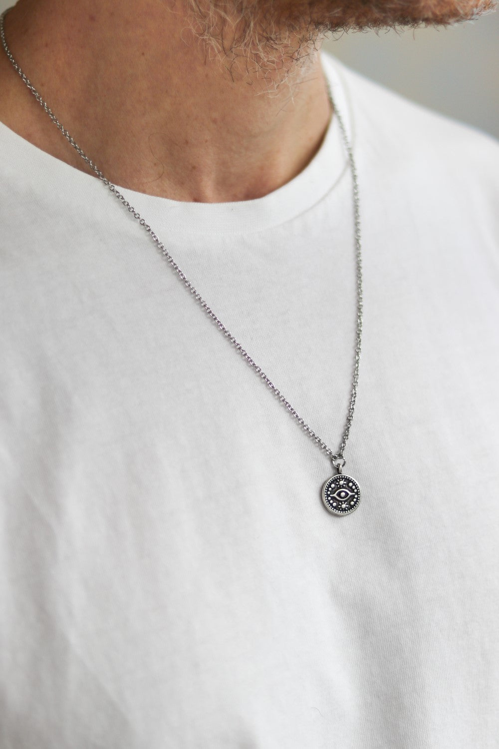 שרשרת עין לגבר כסף