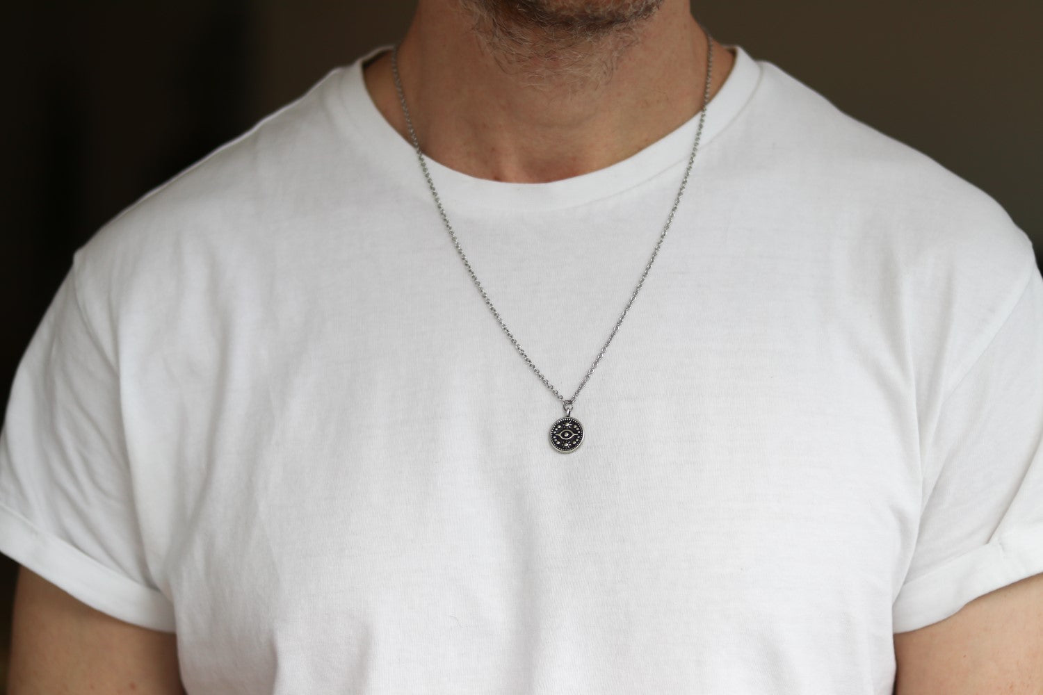 שרשרת עין לגבר כסף