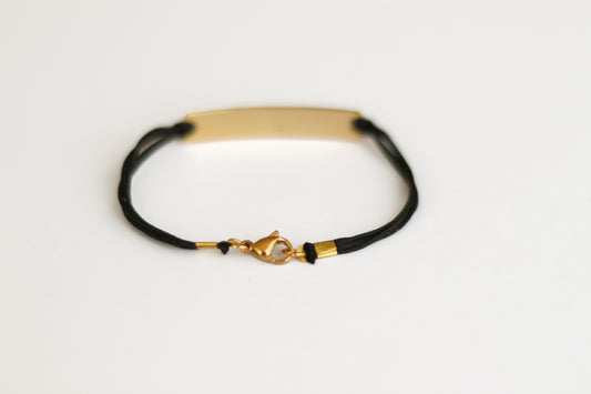 צמיד שם בחריטה אישית לגבר, צמיד חוטים לגברים בהתאמה אישית, ,תליון זהב, מתנה לגבר