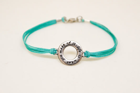 צמיד מוטיבציה כסף חוט טורקיז לגבר life is what you make of it