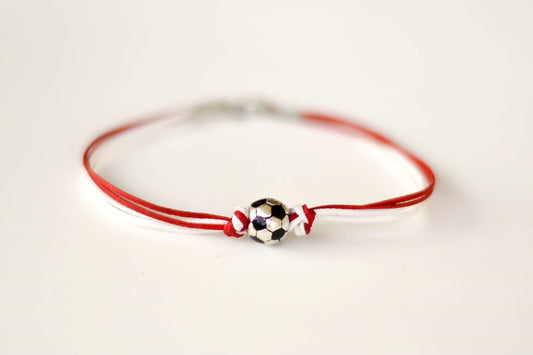 צמיד כדורגל לגבר אדום לבן