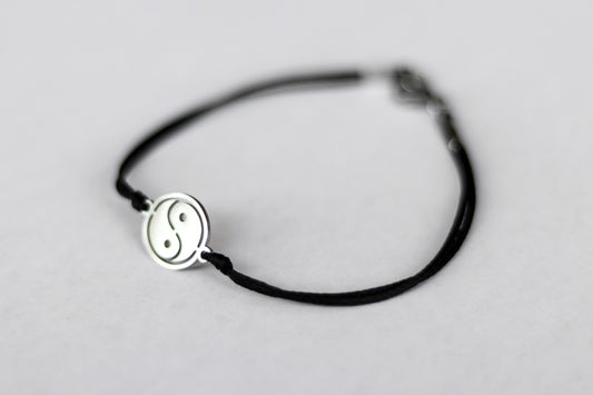 צמיד ין יאנג יוגה חוט שחור לגבר