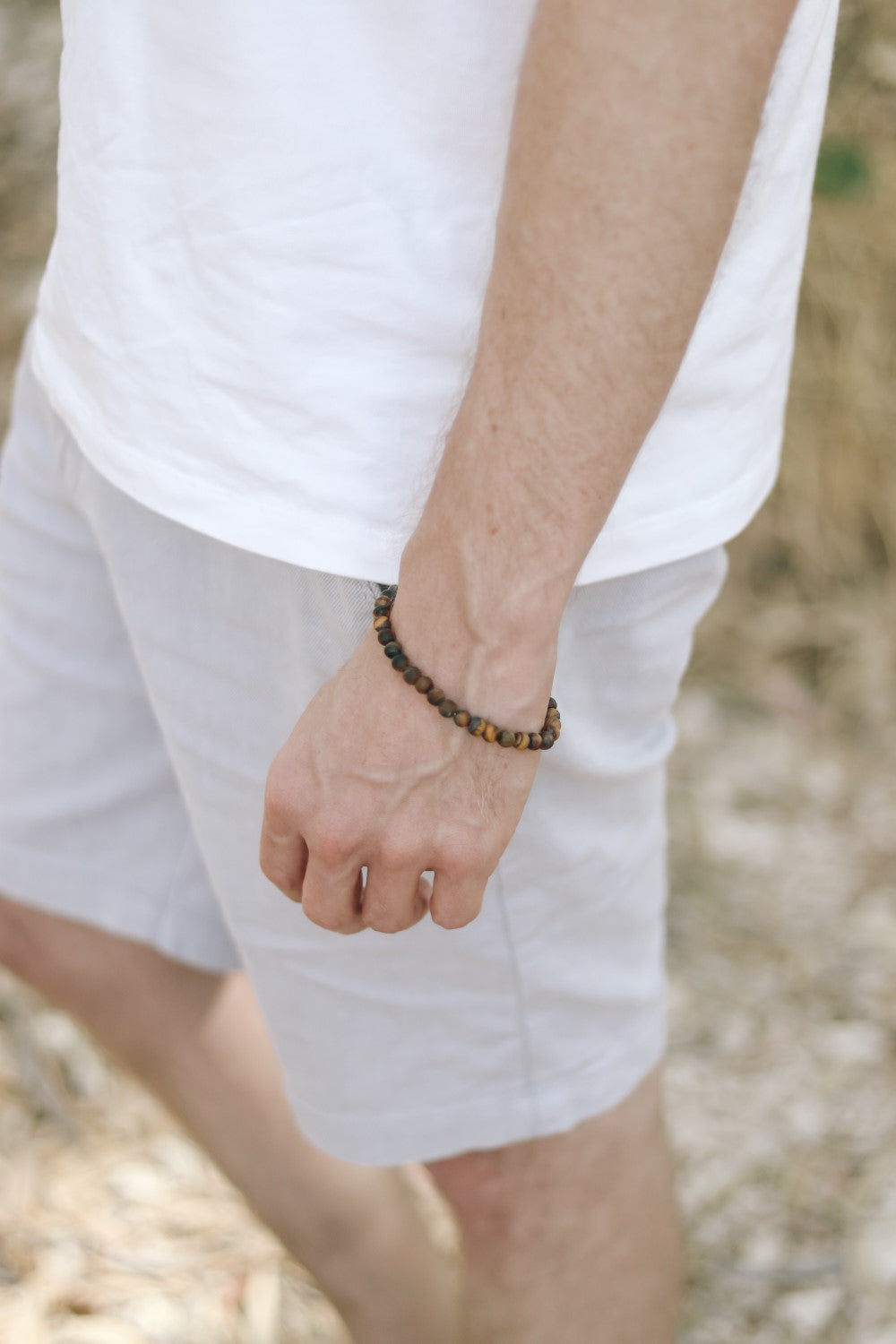 צמיד חרוזים עין הנמר טייגר איי לגבר