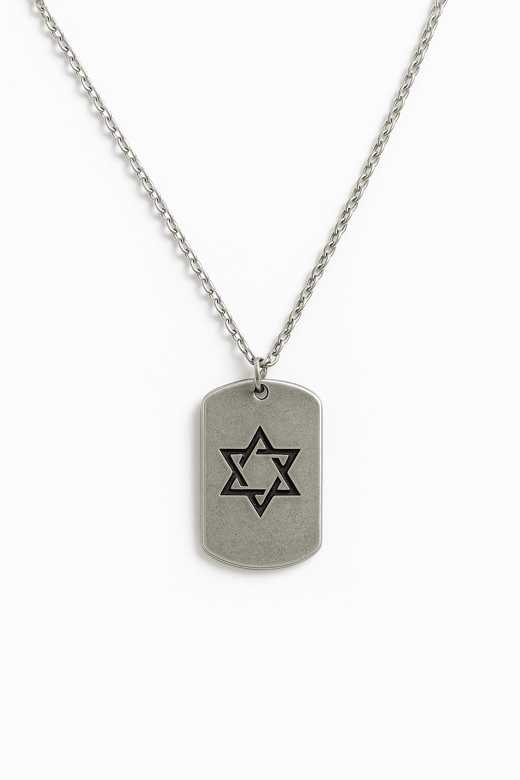 שרשרת לגבר תליון חי מגן דוד בציפוי כסף בצורת דיסקית