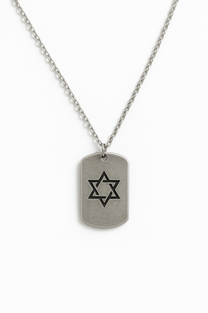 שרשרת לגבר תליון חי מגן דוד בציפוי כסף בצורת דיסקית