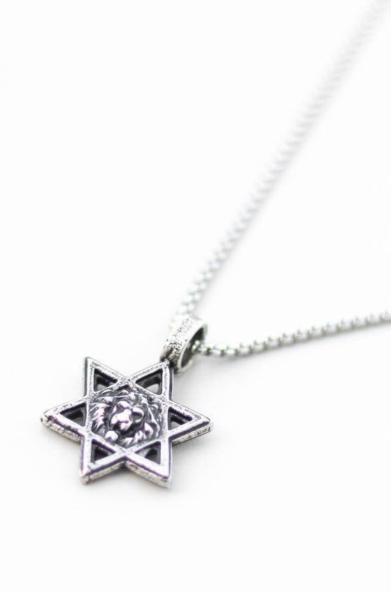 שרשרת עם כלביא תליון אריה מגן דוד כסף
