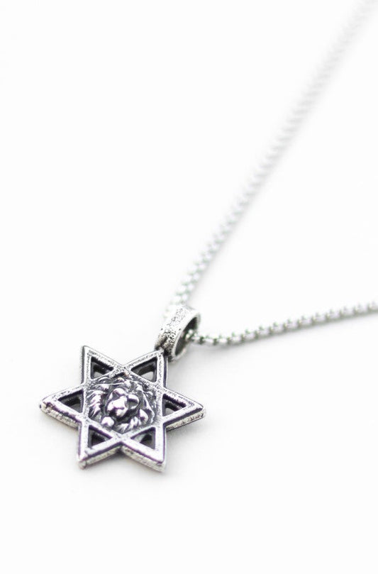 שרשרת עם כלביא תליון אריה מגן דוד כסף