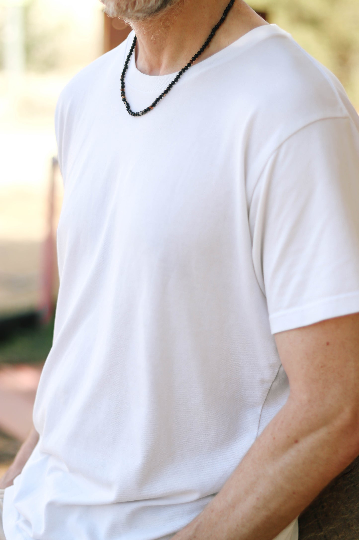 שרשרת לגבר עם חרוזי בוטסואנה בצבע שחור, מתנה לגבר