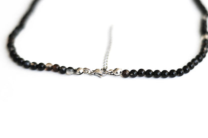 שרשרת לגבר עם חרוזי בוטסואנה בצבע שחור, מתנה לגבר