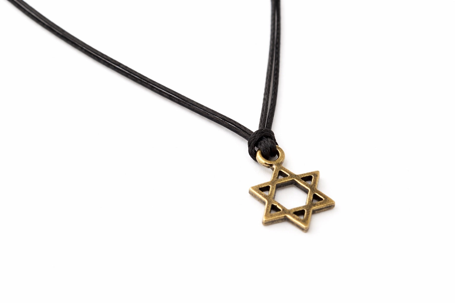 שרשרת מגן דוד לגבר תליון צבע נחושת ברונזה חוט שחור