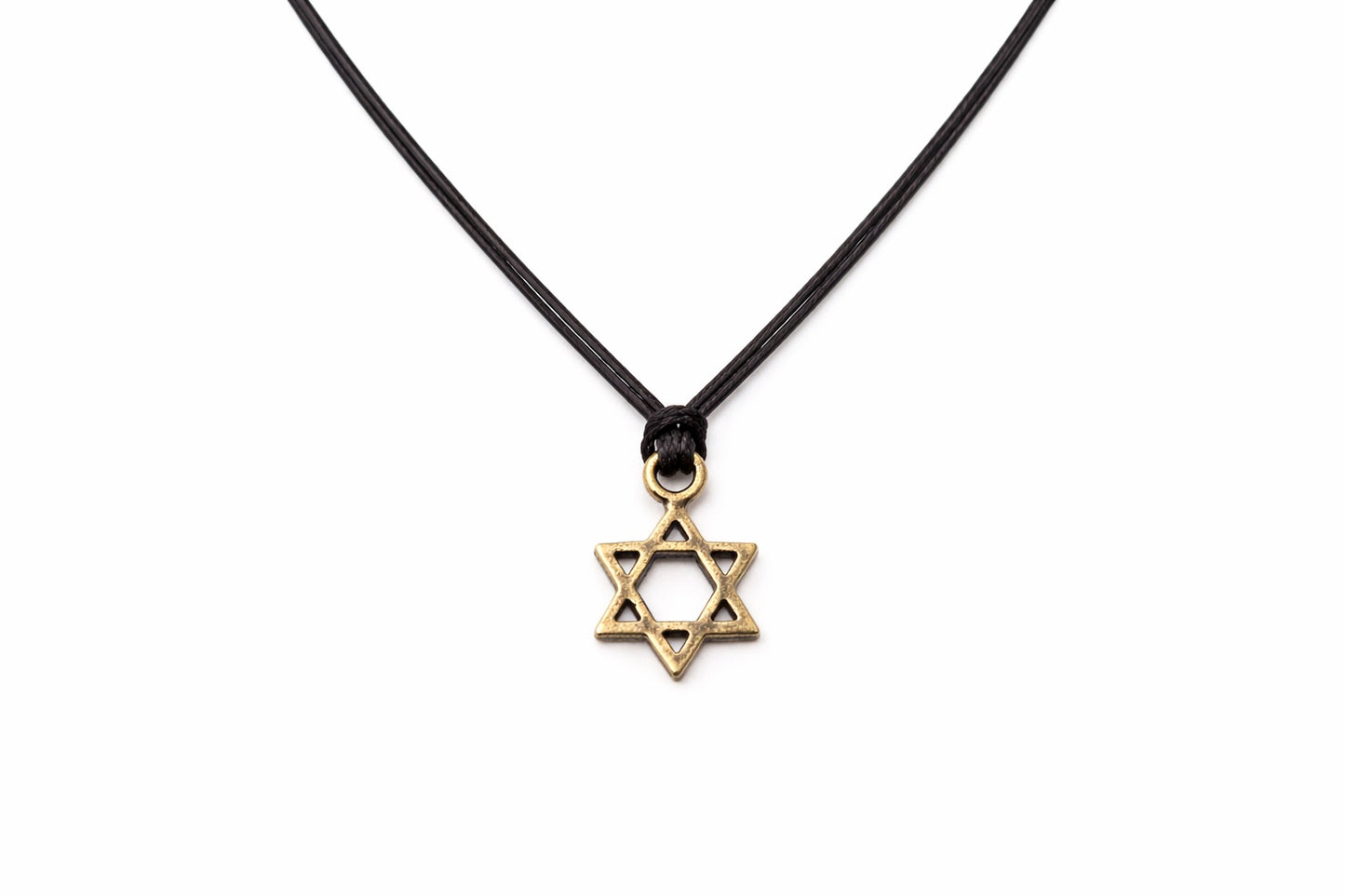 שרשרת מגן דוד לגבר תליון צבע נחושת ברונזה חוט שחור