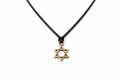שרשרת מגן דוד לגבר תליון צבע נחושת ברונזה חוט שחור