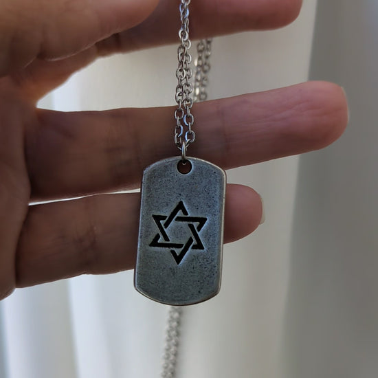 שרשרת לגבר תליון חי מגן דוד בציפוי כסף בצורת דיסקית