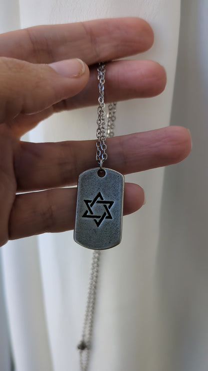 שרשרת לגבר תליון חי מגן דוד בציפוי כסף בצורת דיסקית