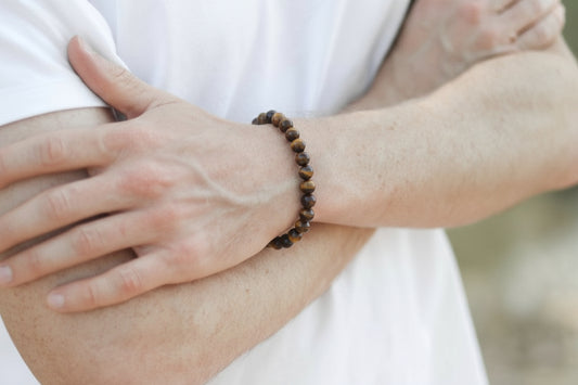 צמיד חרוזים עין הנמר טייגר איי לגבר